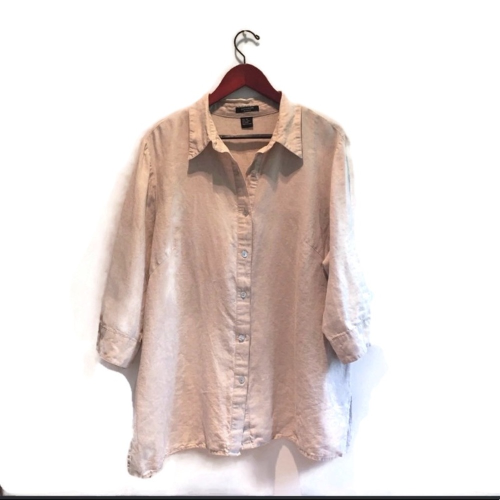 Autograph 100% linen, 3/4 sleeve shirt, 2X